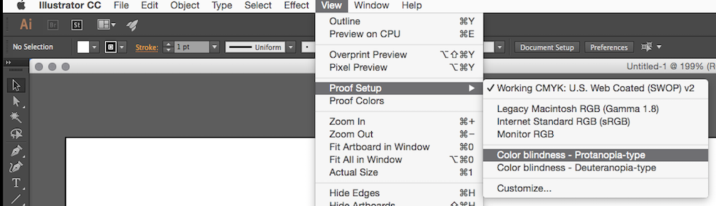 Proof setup mode in Adobe Illustrator